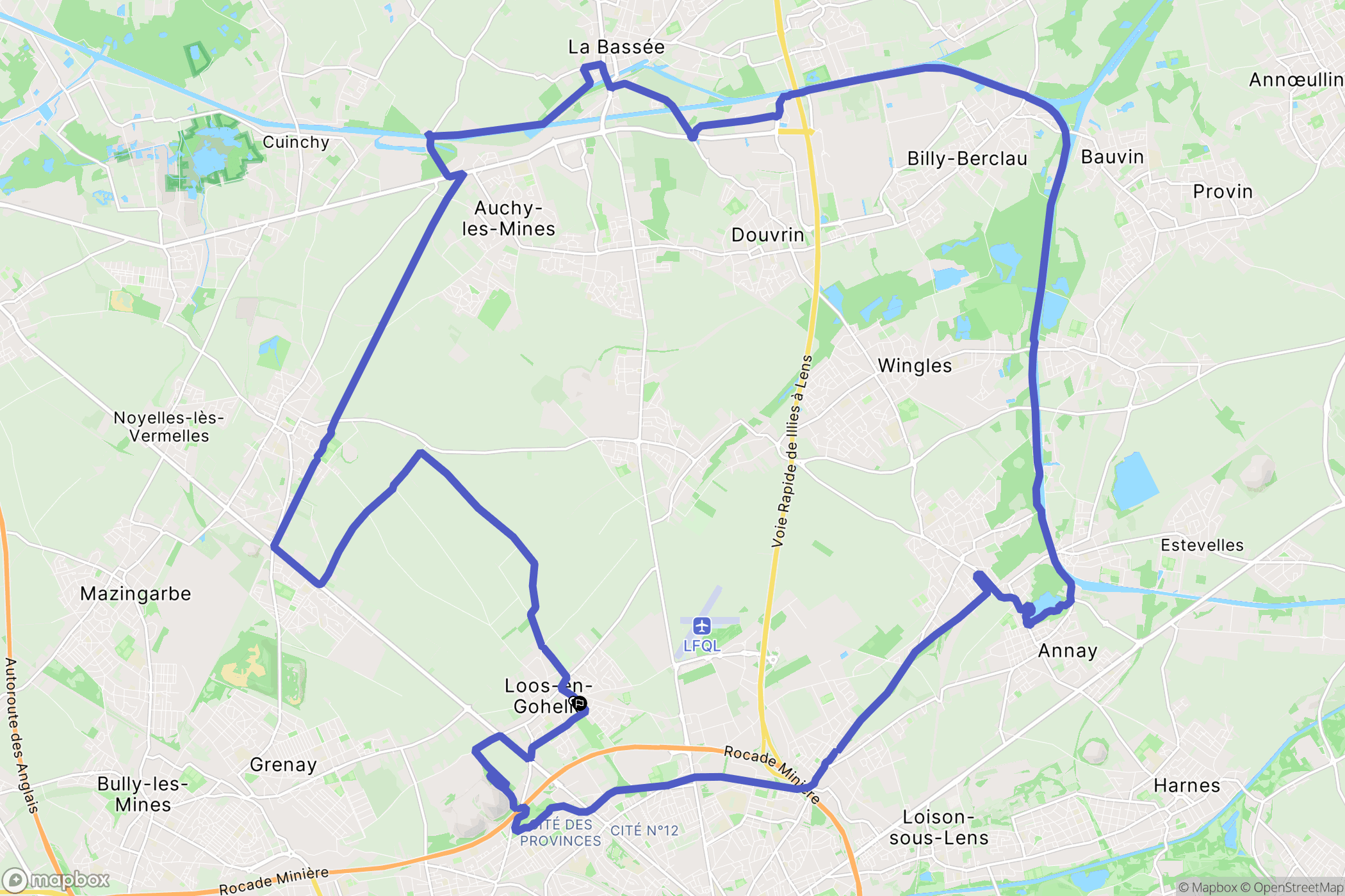 Loos-en-Gohelle : carte du parcours de randonnée - France