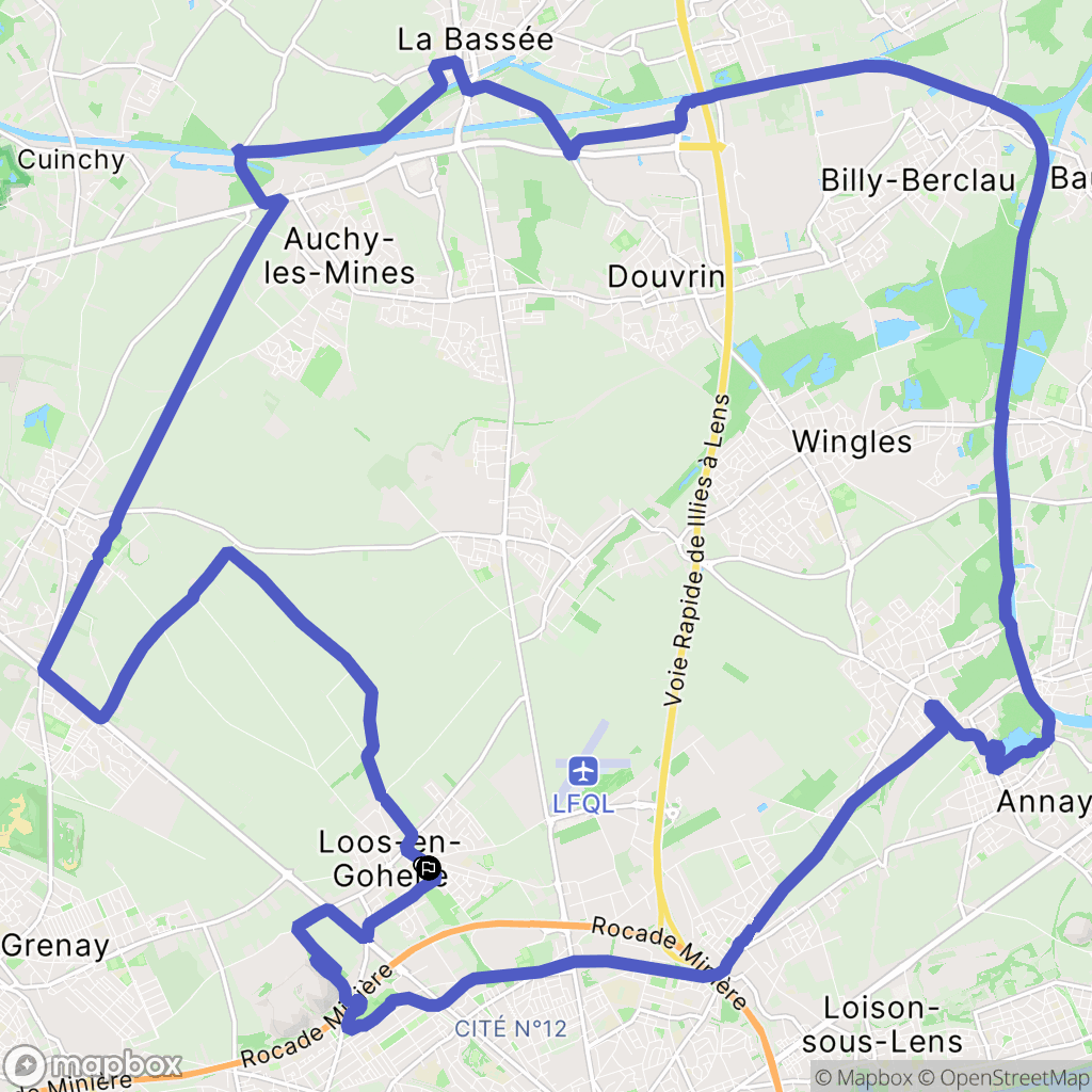Loos-en-Gohelle : carte du parcours de randonnée - France