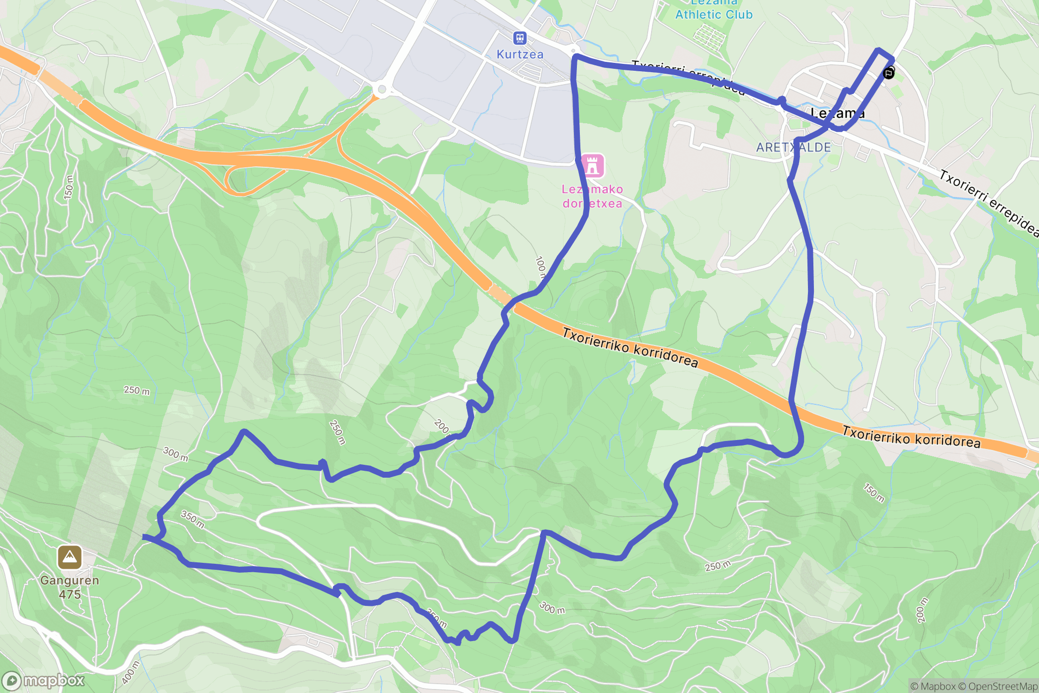 Garaioltza : carte du parcours de randonnée - Spain