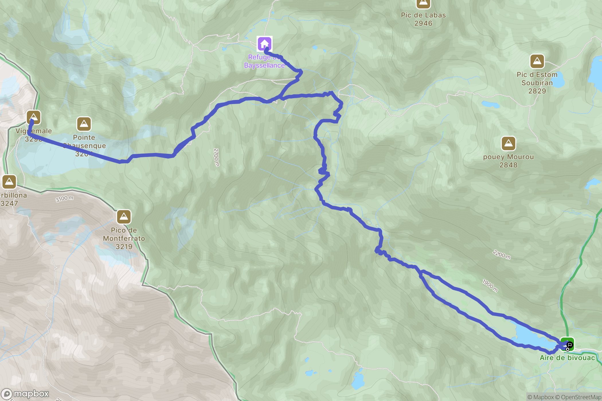 Gavarnie-Gèdre : carte du parcours de randonnée - France