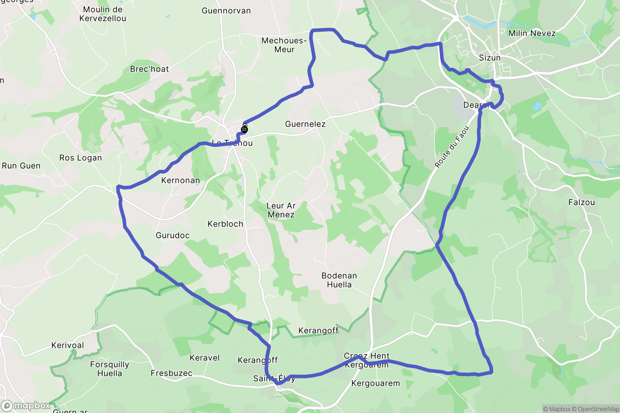 Le Tréhou : carte du parcours de randonnée - France