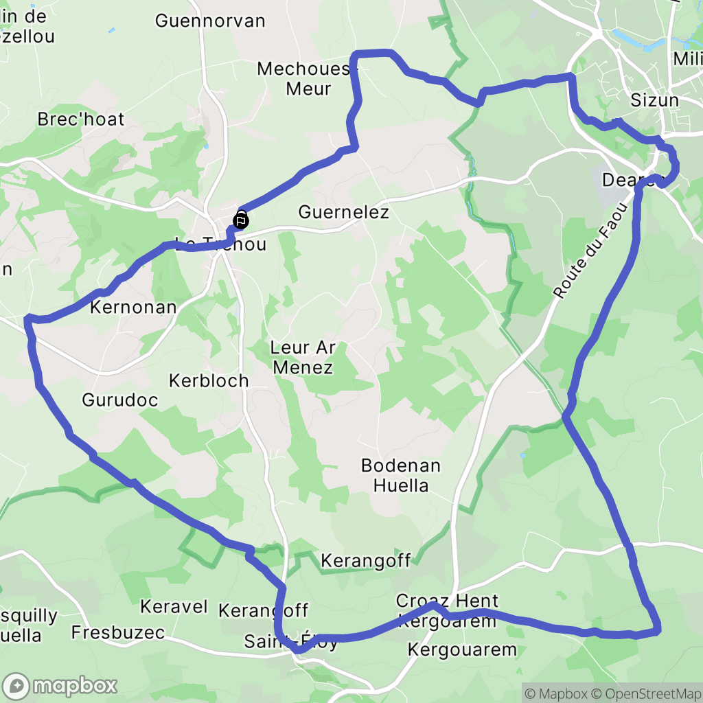 Le Tréhou : carte du parcours de randonnée - France