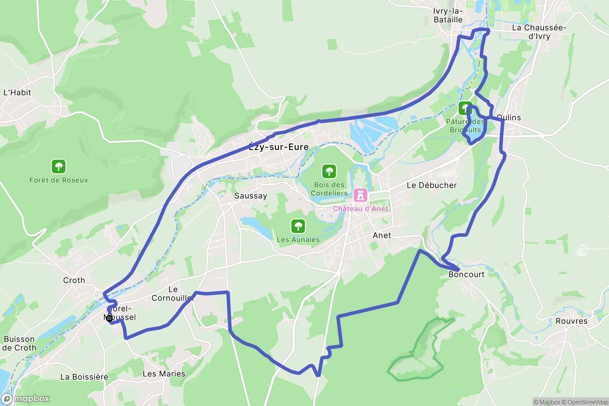 Sorel-Moussel : carte du parcours de randonnée - France