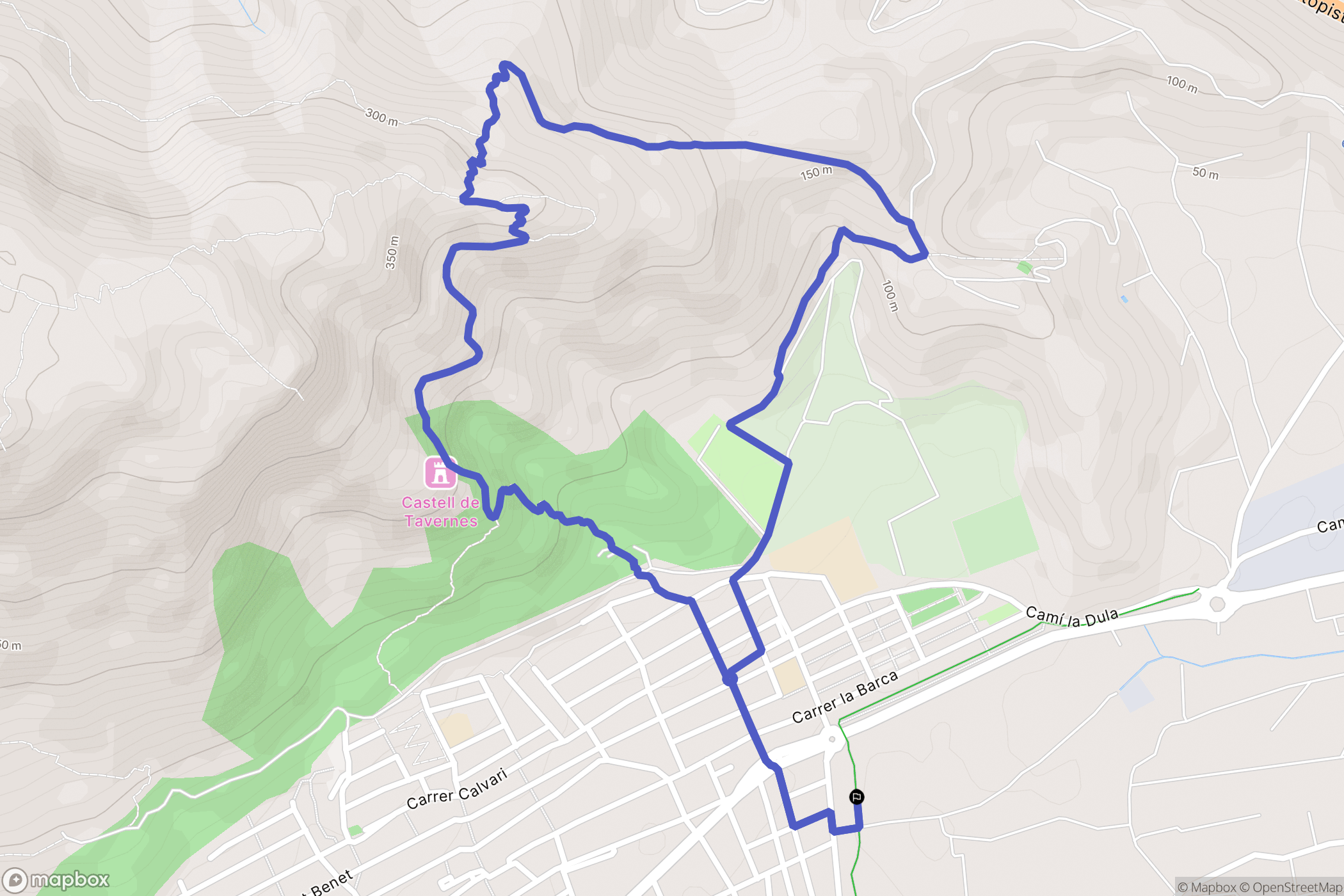 Tavernes de la Valldigna : carte du parcours de randonnée - Spain