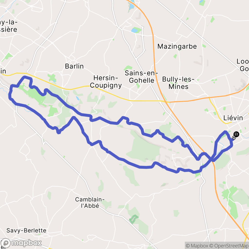 Liévin : carte du parcours de randonnée - France