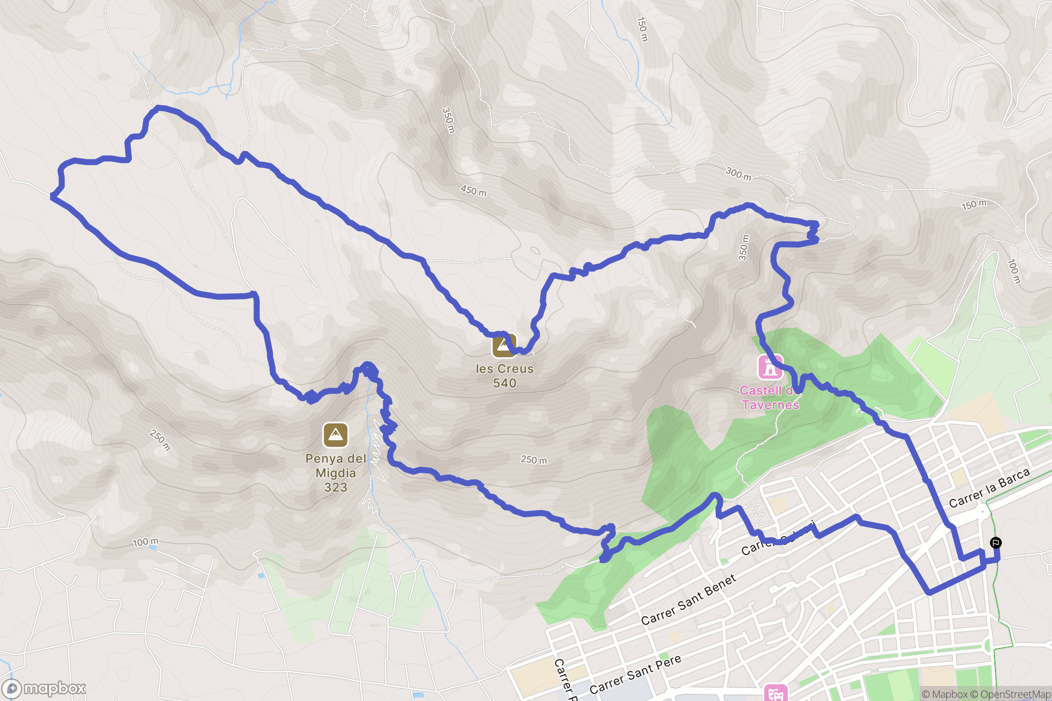Tavernes de la Valldigna : carte du parcours de randonnée - Spain
