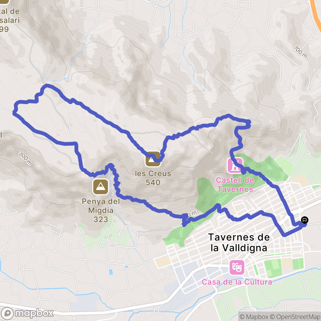 Tavernes de la Valldigna : carte du parcours de randonnée - Spain