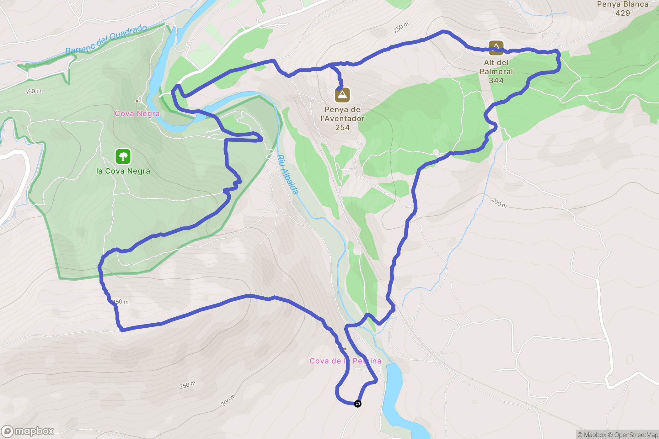 Bellús : carte du parcours de randonnée - Spain