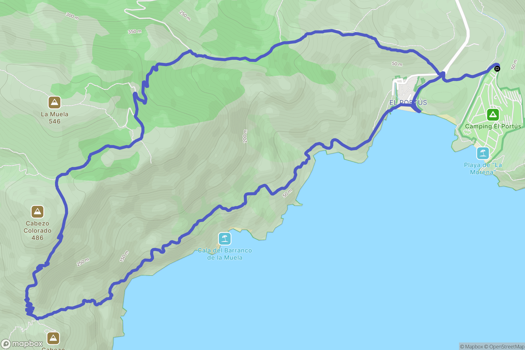 Cartagena : carte du parcours de randonnée - Spain