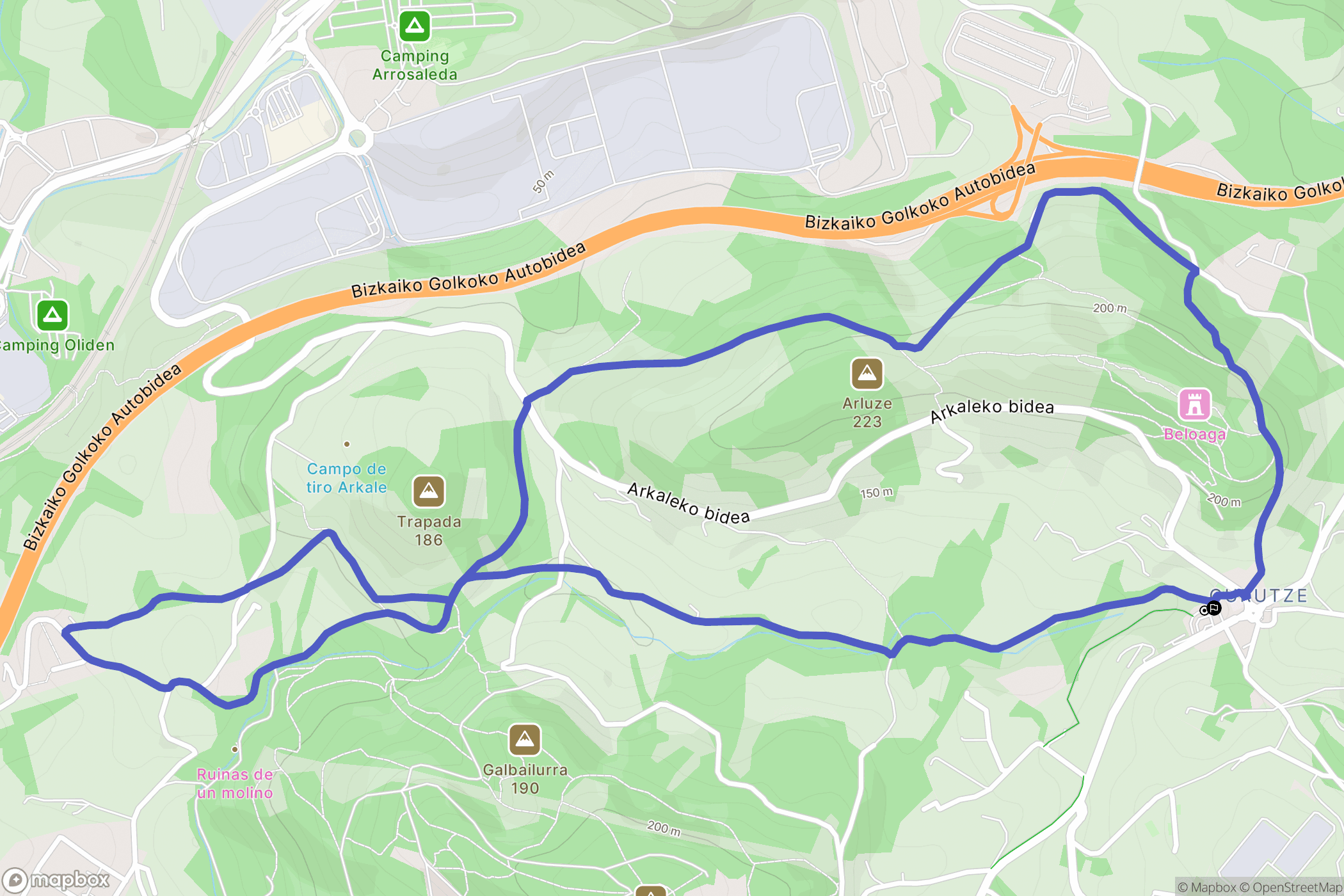Oiartzun : carte du parcours de randonnée - Spain