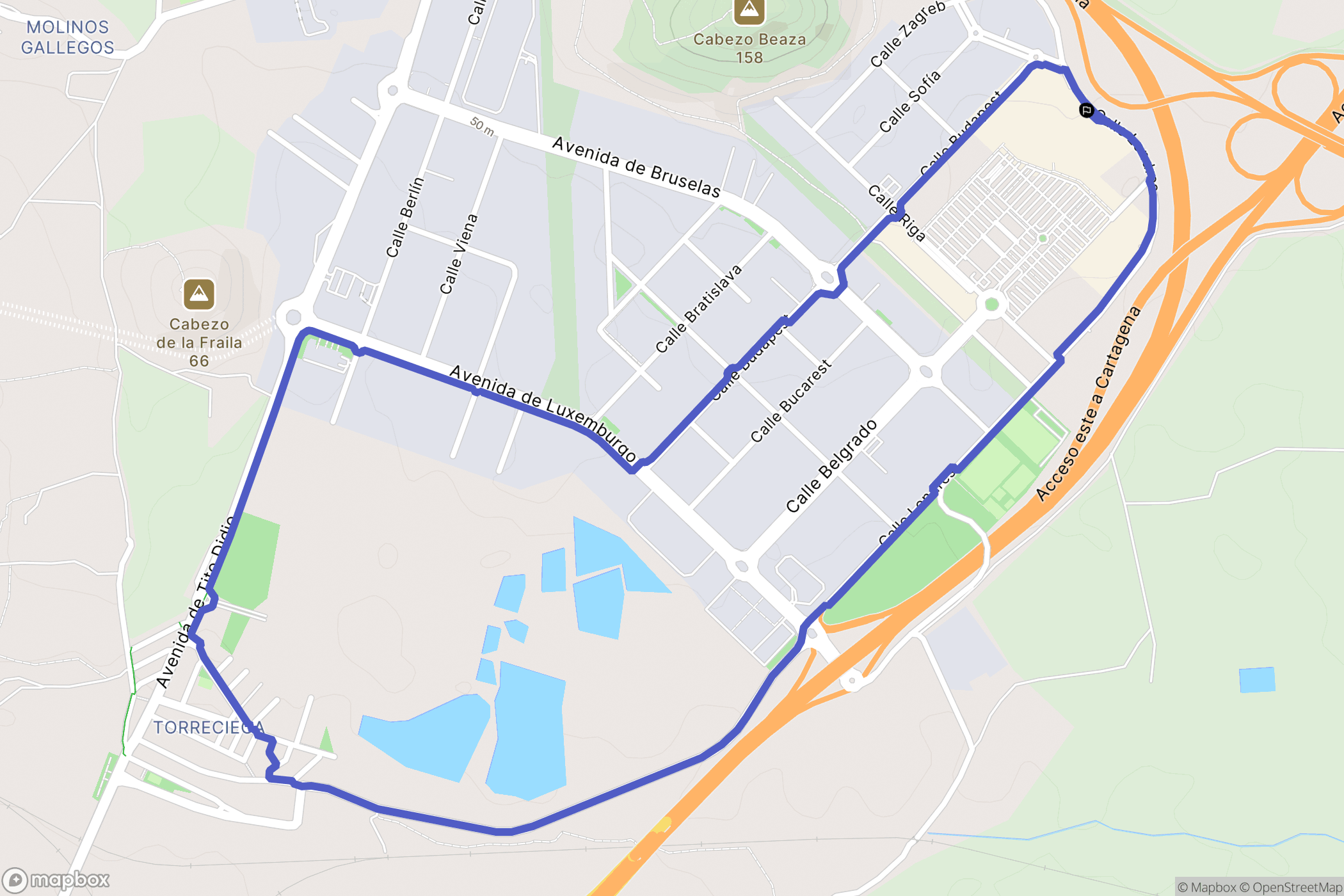 Cartagena : carte du parcours de randonnée - Spain