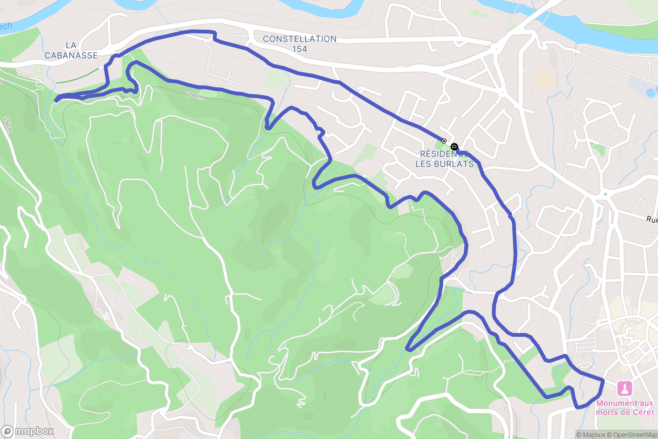 Céret : carte du parcours de randonnée - France