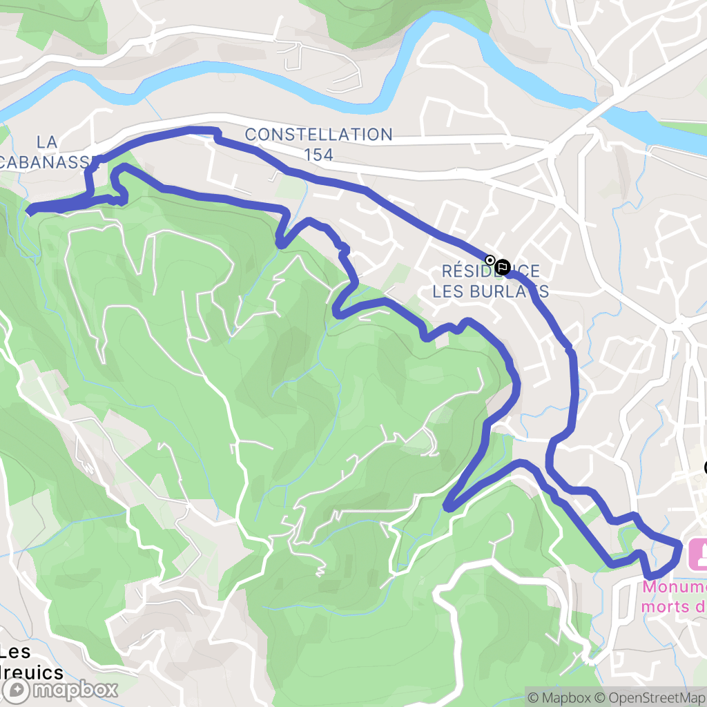 Céret : carte du parcours de randonnée - France