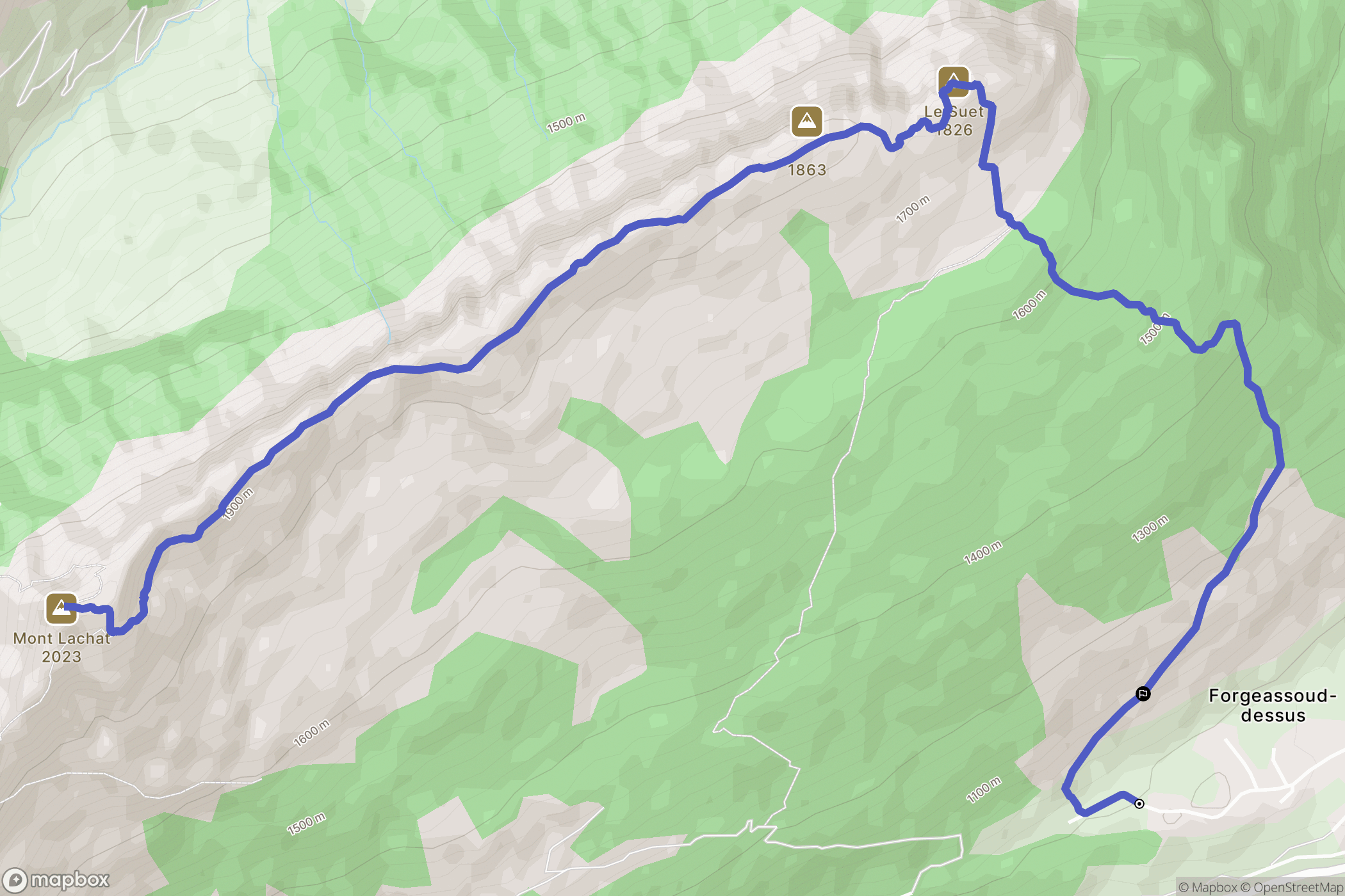 Saint-Jean-de-Sixt : carte du parcours de randonnée - France
