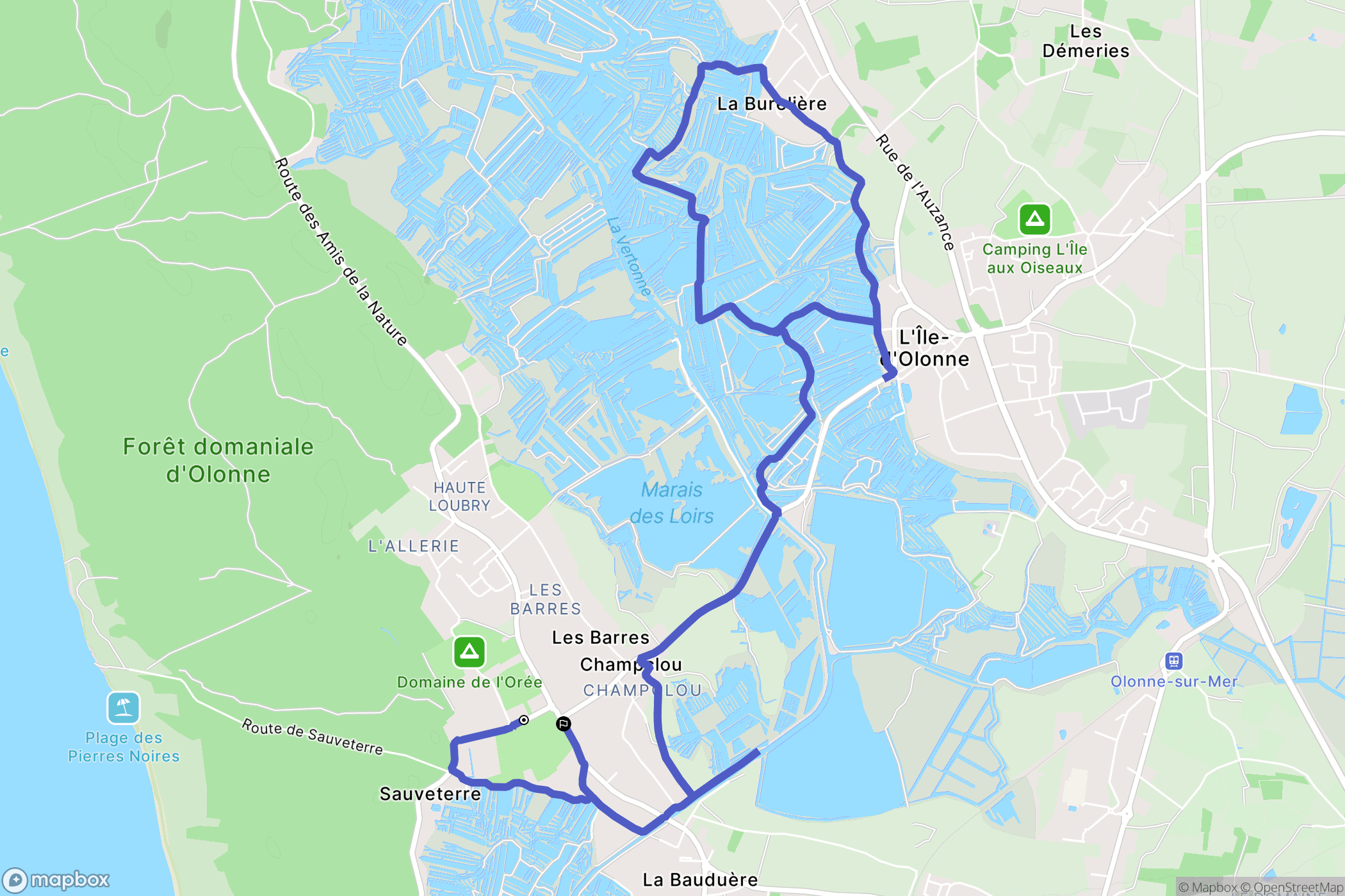 Les Sables-d'Olonne : carte du parcours de randonnée - France