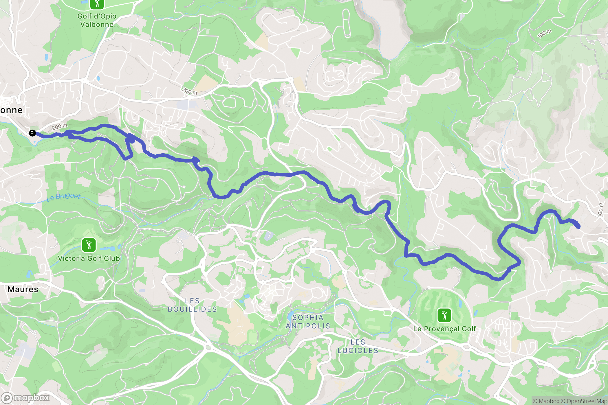 Valbonne : carte du parcours de randonnée - France