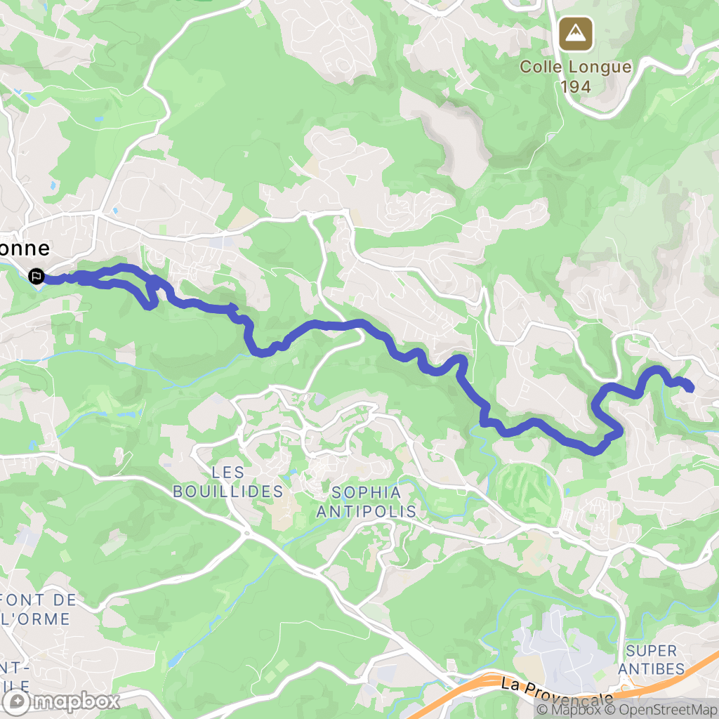 Valbonne : carte du parcours de randonnée - France