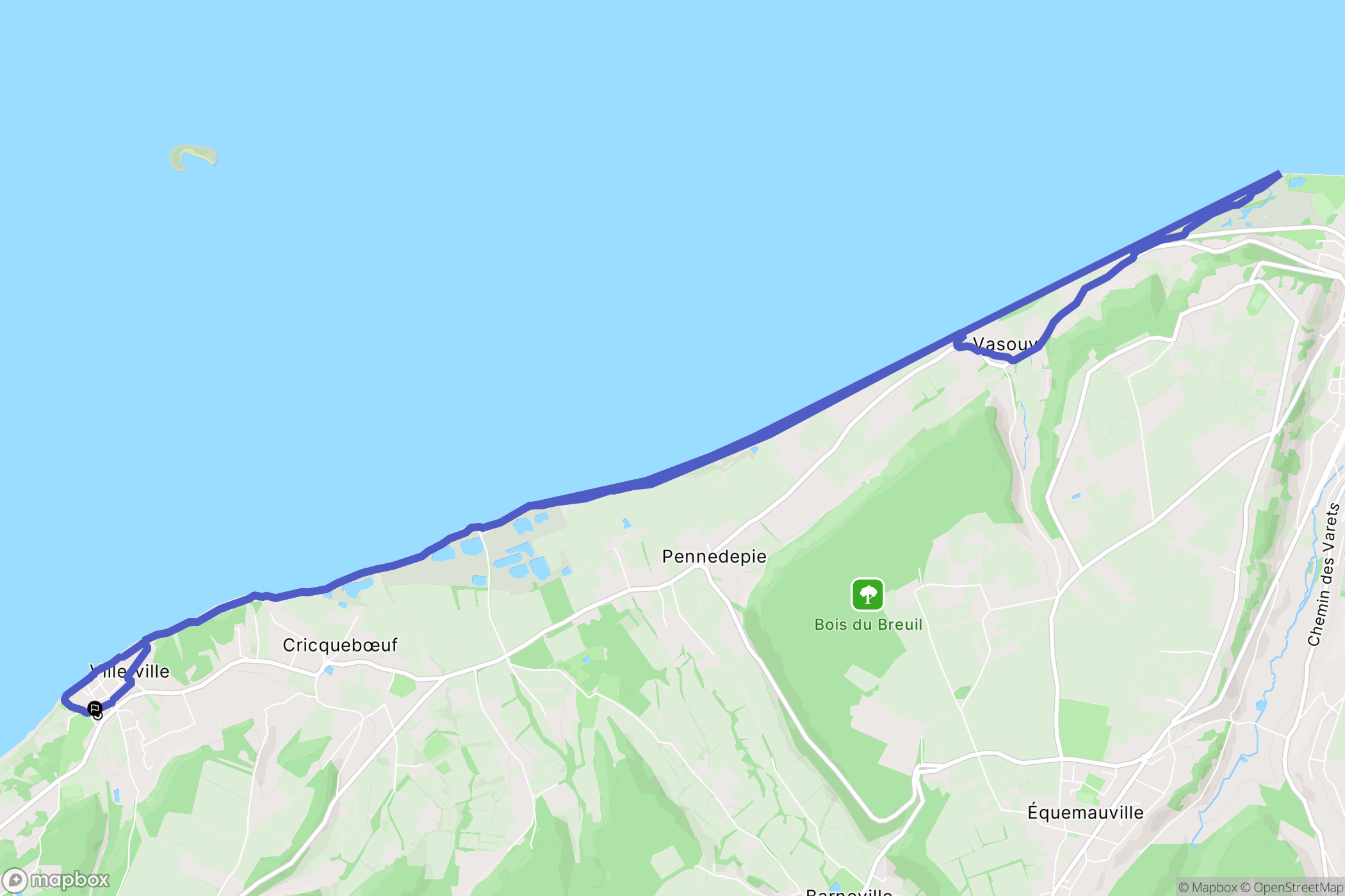 Villerville : carte du parcours de randonnée - France