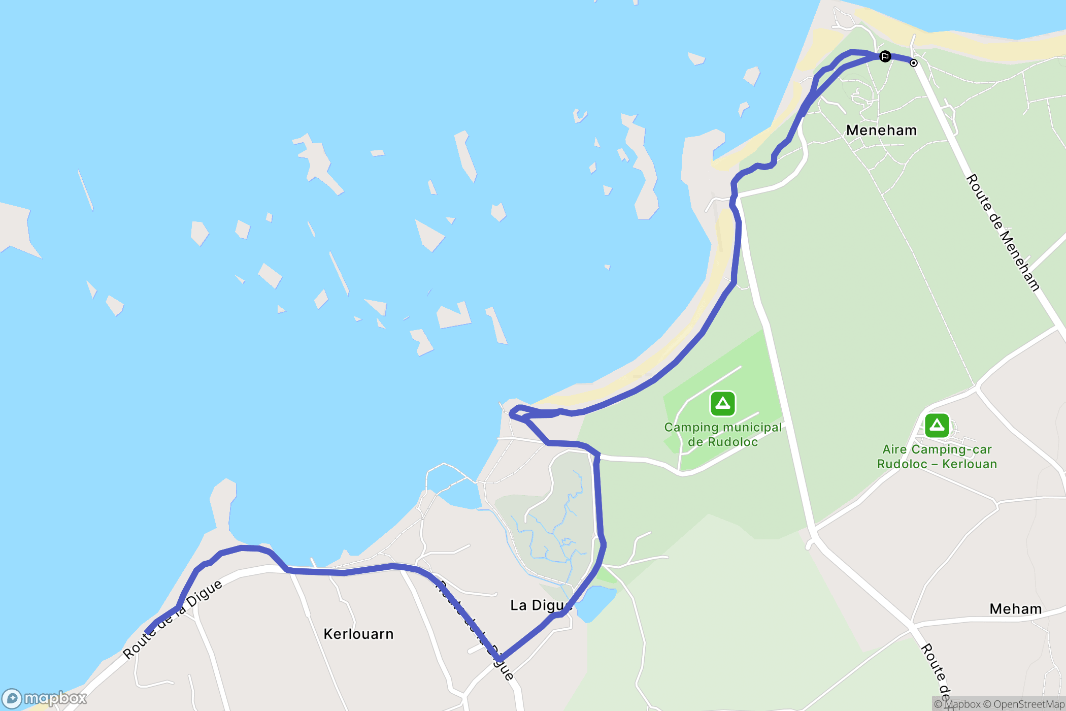 Kerlouan : carte du parcours de randonnée - France