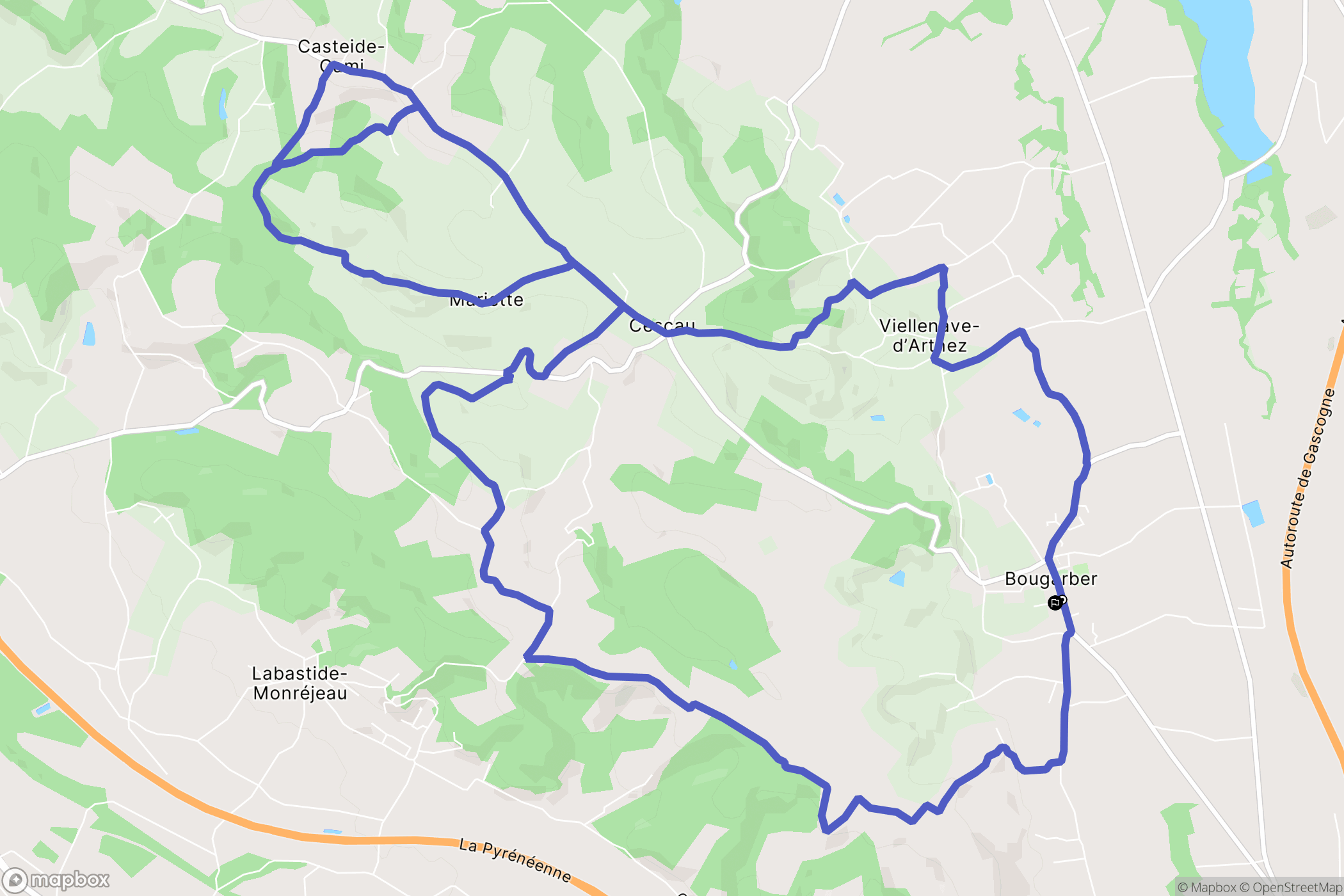 Bougarber : carte du parcours de randonnée - France