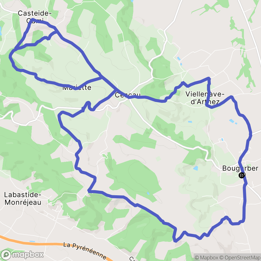 Bougarber : carte du parcours de randonnée - France
