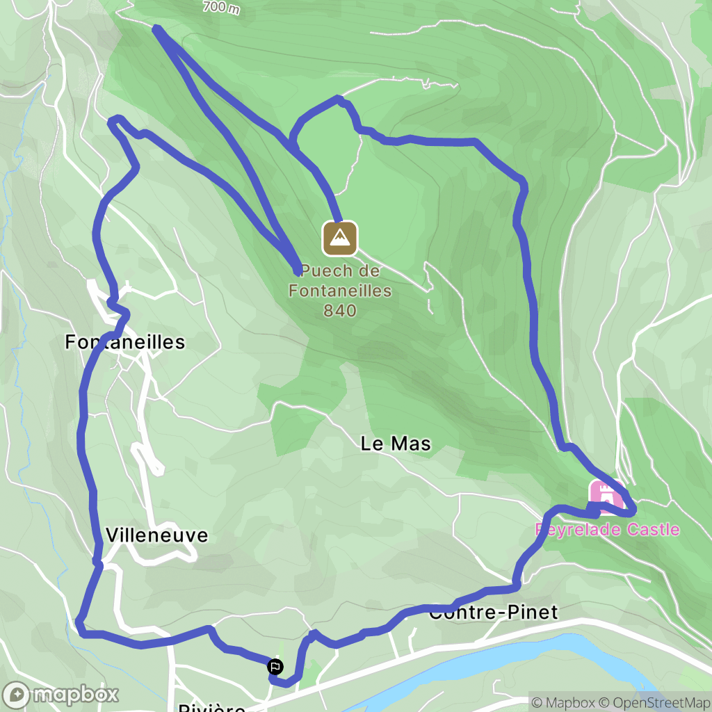 Rivière-sur-Tarn : carte du parcours de randonnée - France