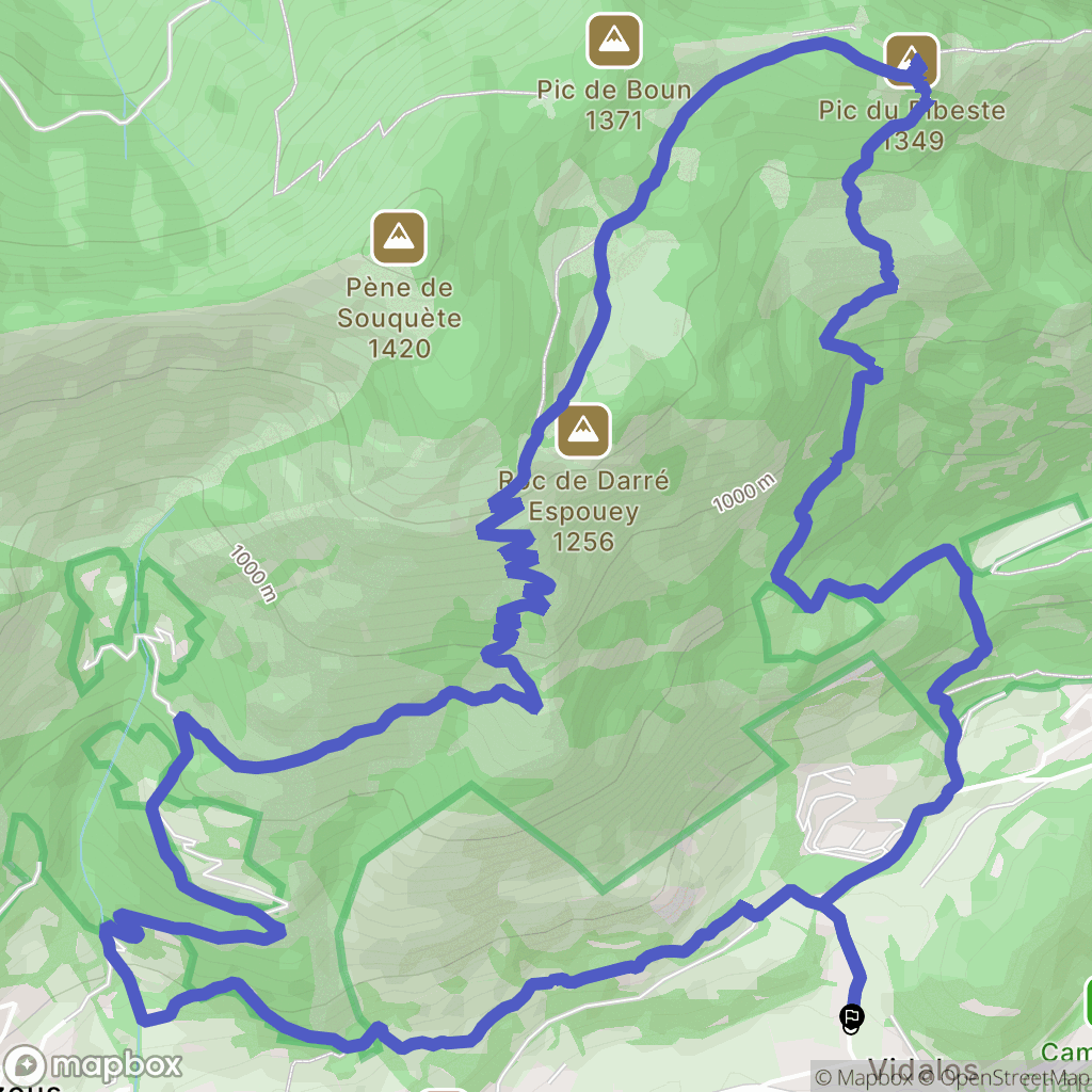 Agos-Vidalos : carte du parcours de randonnée - France