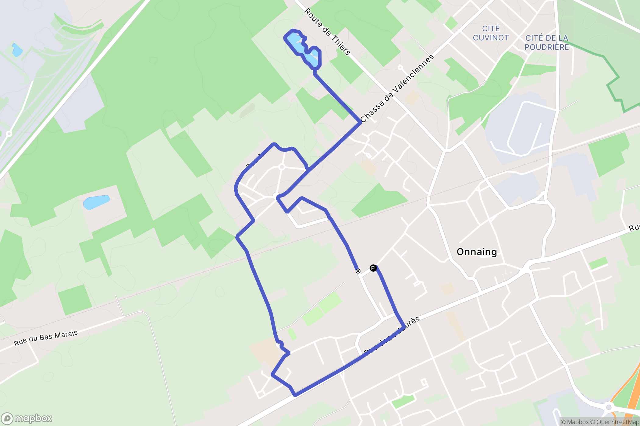 Onnaing : carte du parcours de randonnée - France