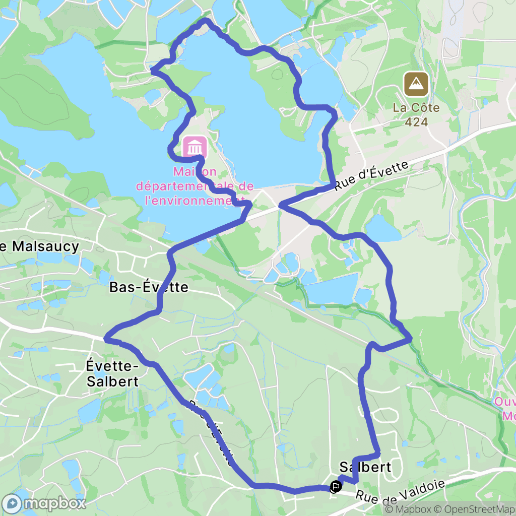 Évette-Salbert : carte du parcours de randonnée - France
