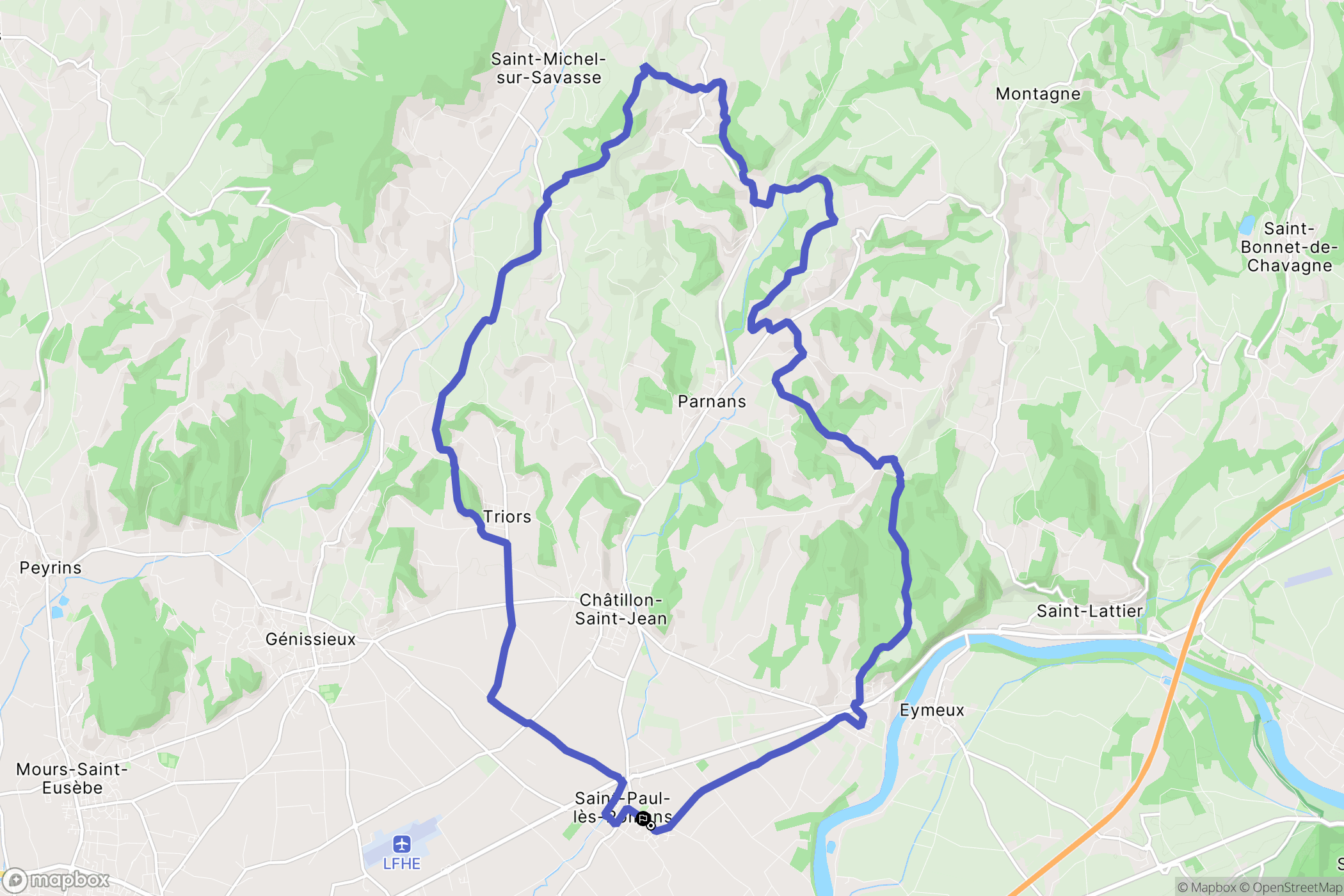 Saint-Paul-lès-Romans : carte du parcours de randonnée - France