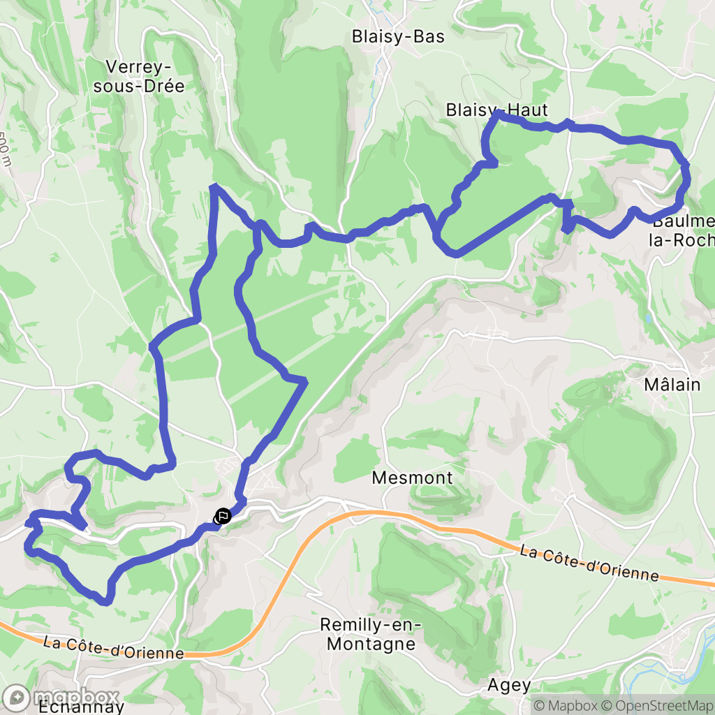 Sombernon : carte du parcours de randonnée - France