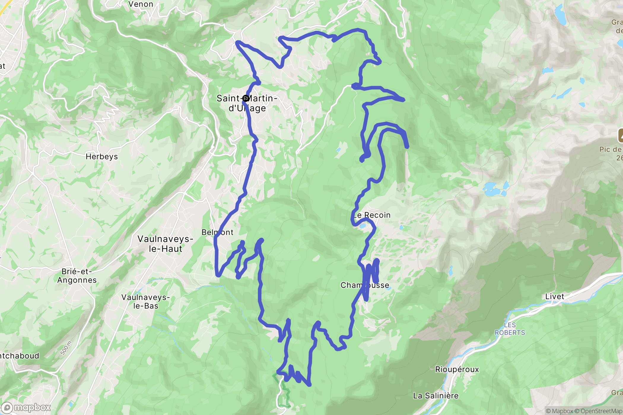 Saint-Martin-d'Uriage : carte du parcours de randonnée - France