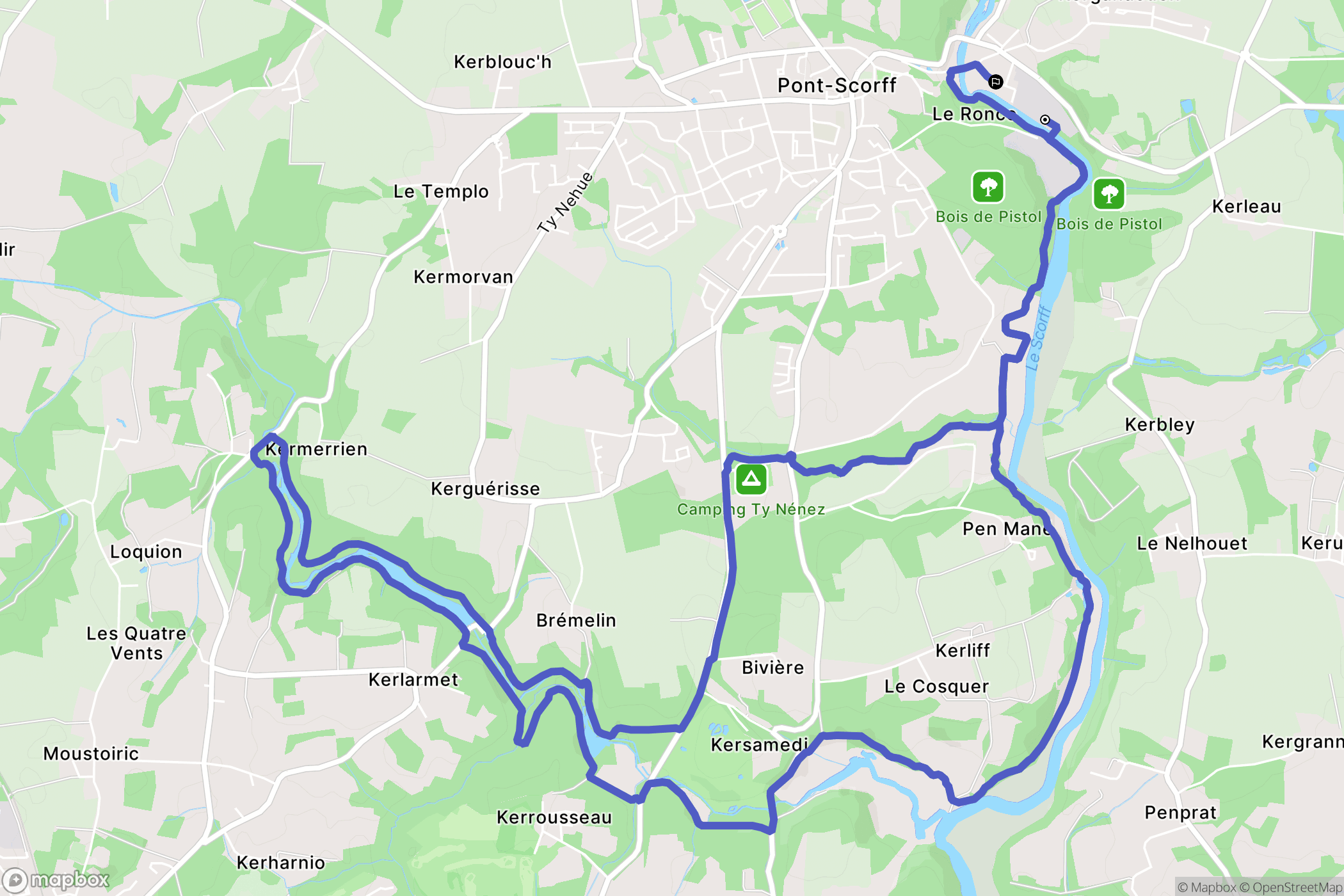 Cléguer : carte du parcours de randonnée - France