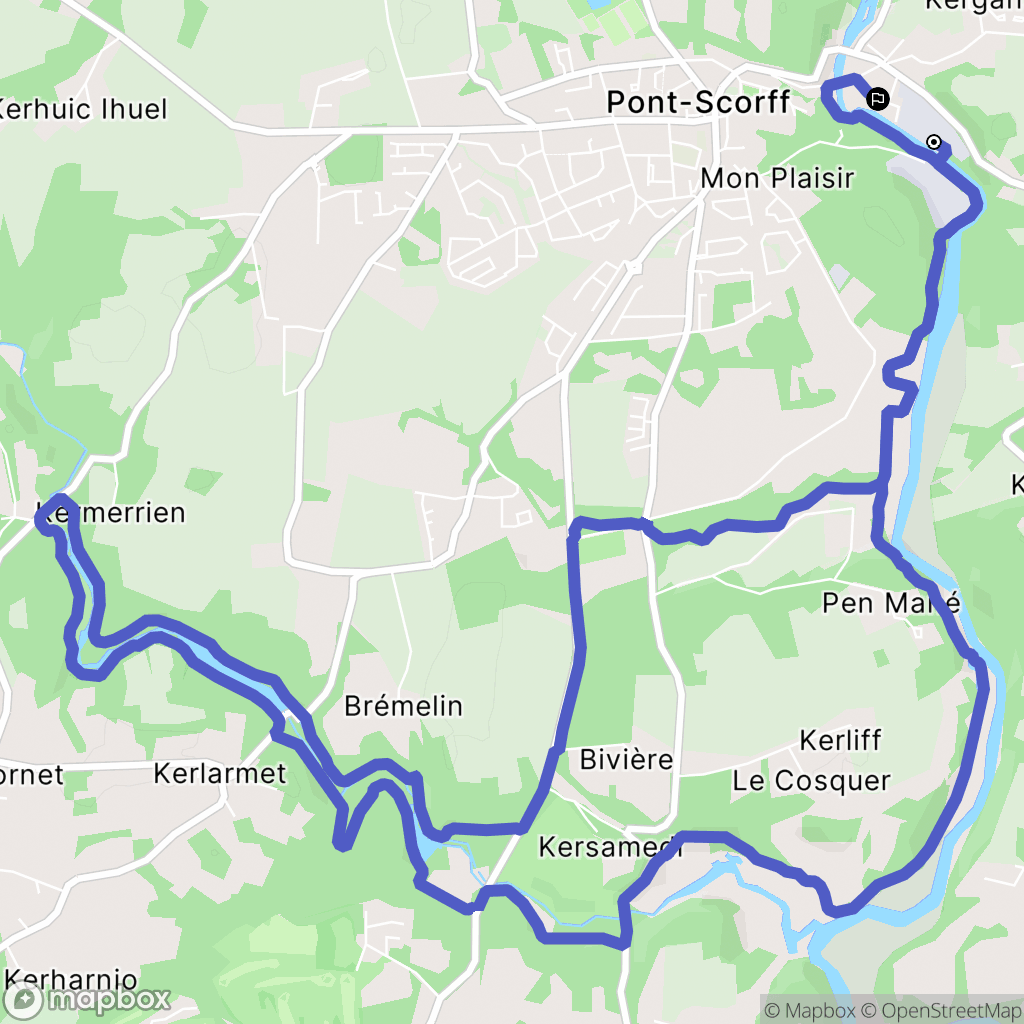 Cléguer : carte du parcours de randonnée - France