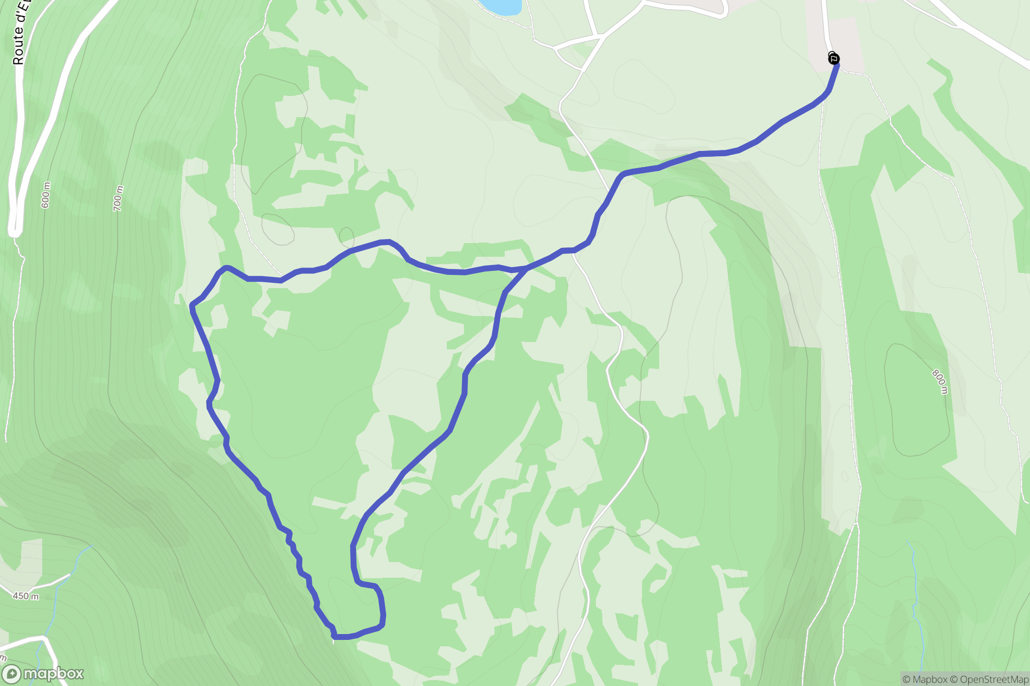 Évosges : carte du parcours de randonnée - France