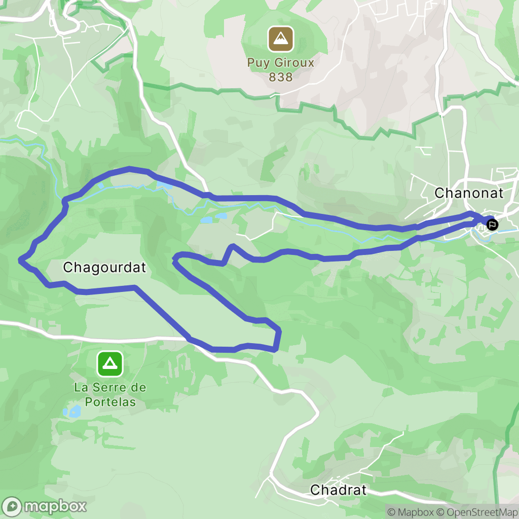 Chanonat : carte du parcours de randonnée - France