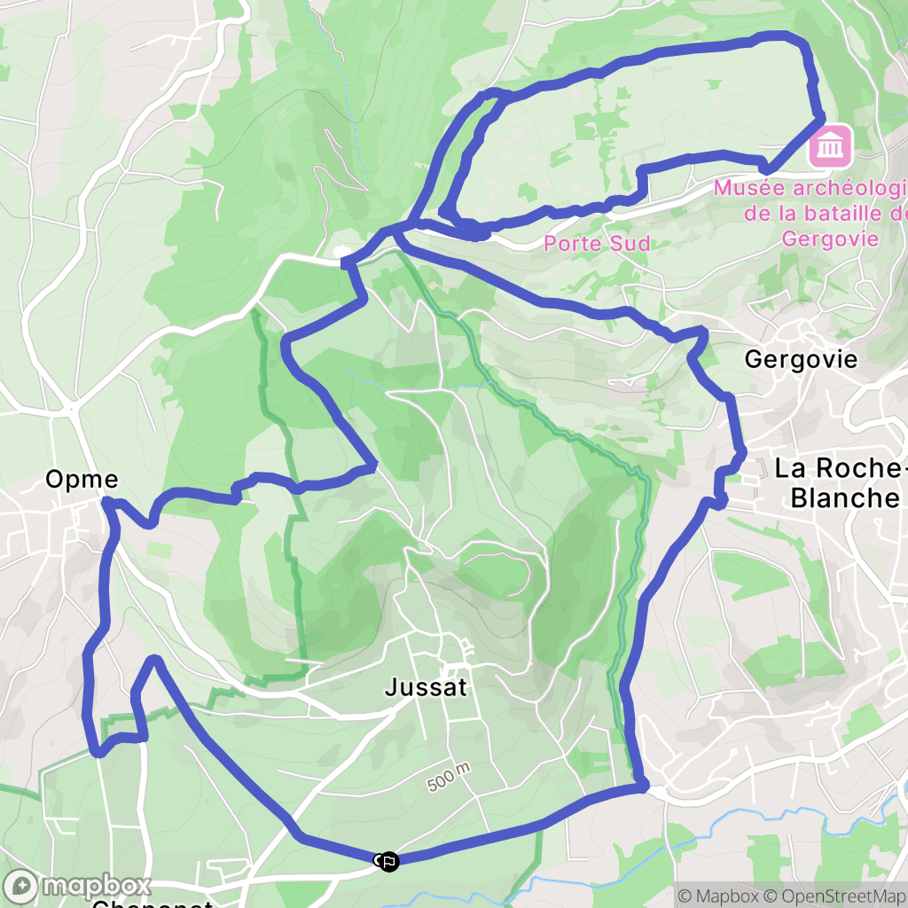 Chanonat : carte du parcours de randonnée - France