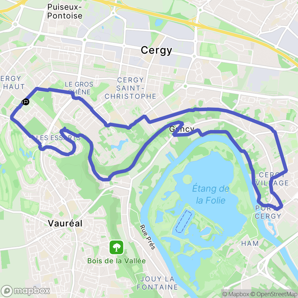 Cergy : carte du parcours de randonnée - France
