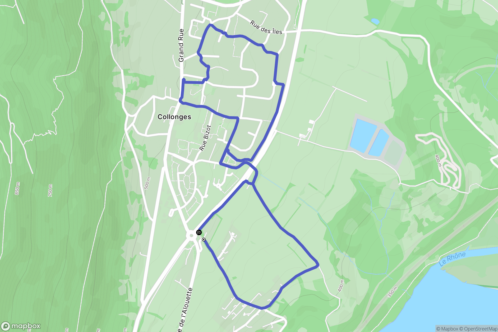 Collonges : carte du parcours de randonnée - France