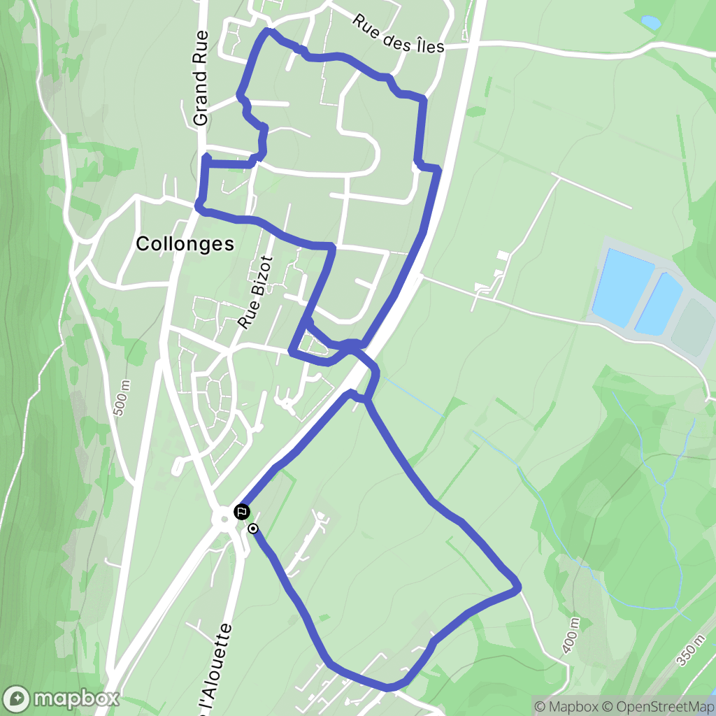Collonges : carte du parcours de randonnée - France