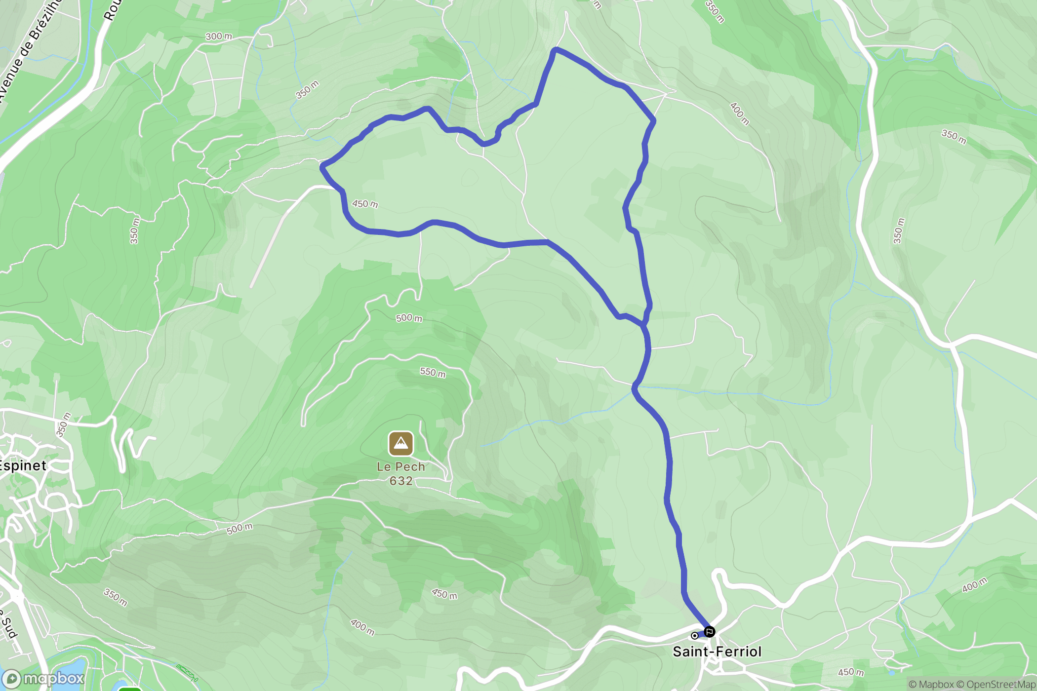 Saint-Ferriol : carte du parcours de randonnée - France