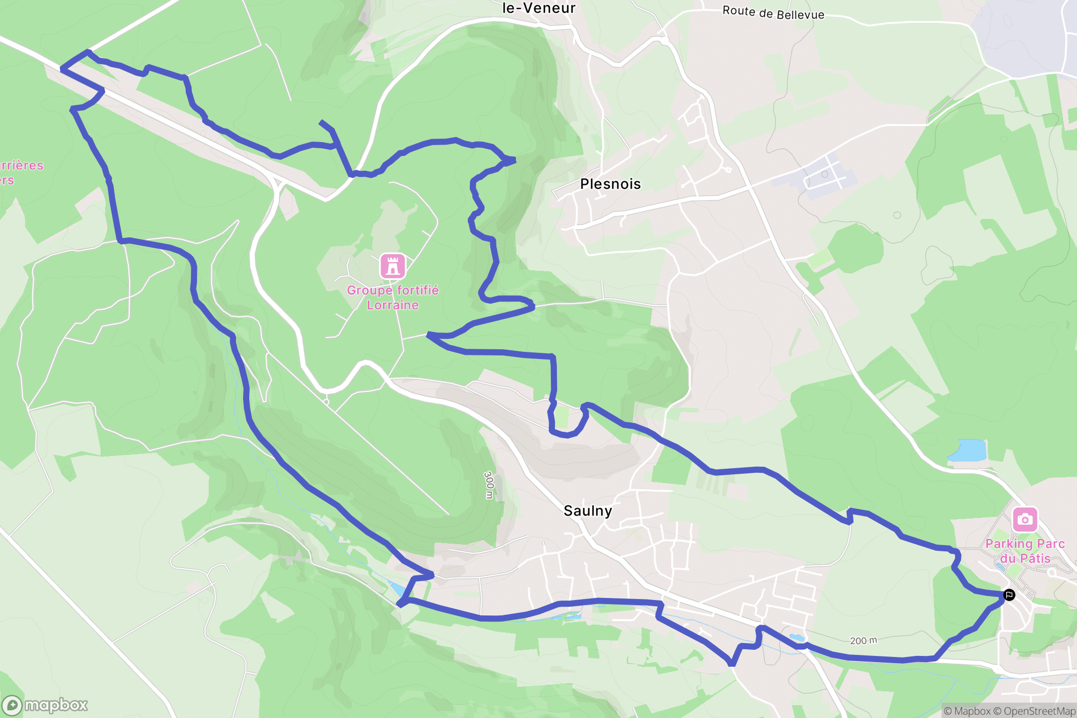 Woippy : carte du parcours de randonnée - France