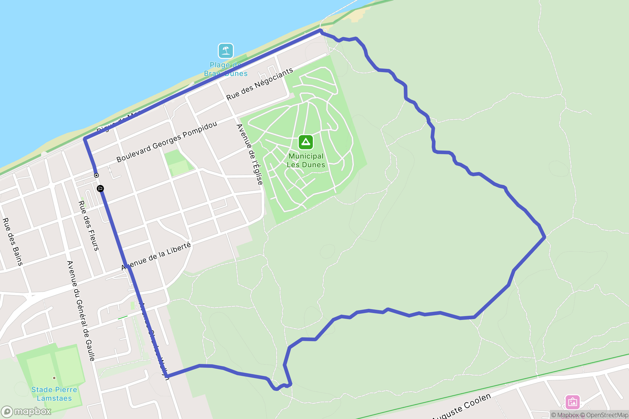 Bray-Dunes : carte du parcours de randonnée - France