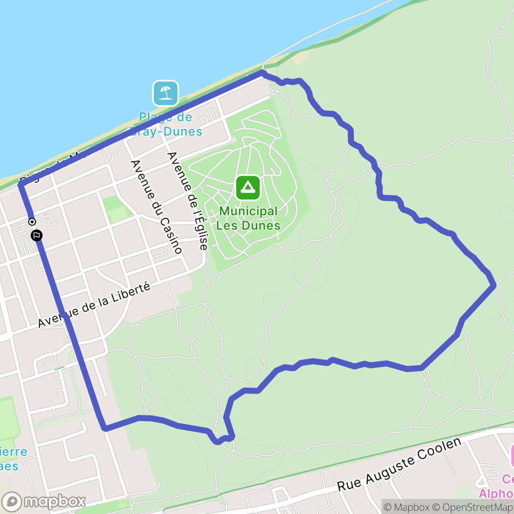 Bray-Dunes : carte du parcours de randonnée - France