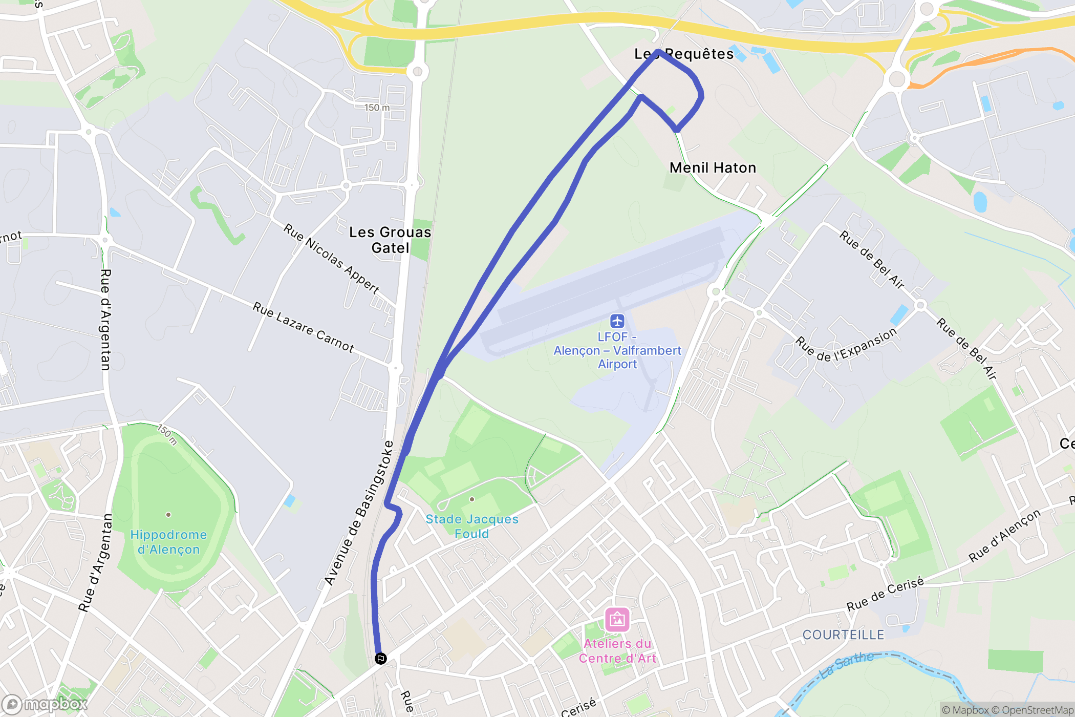 Alençon : carte du parcours de randonnée - France