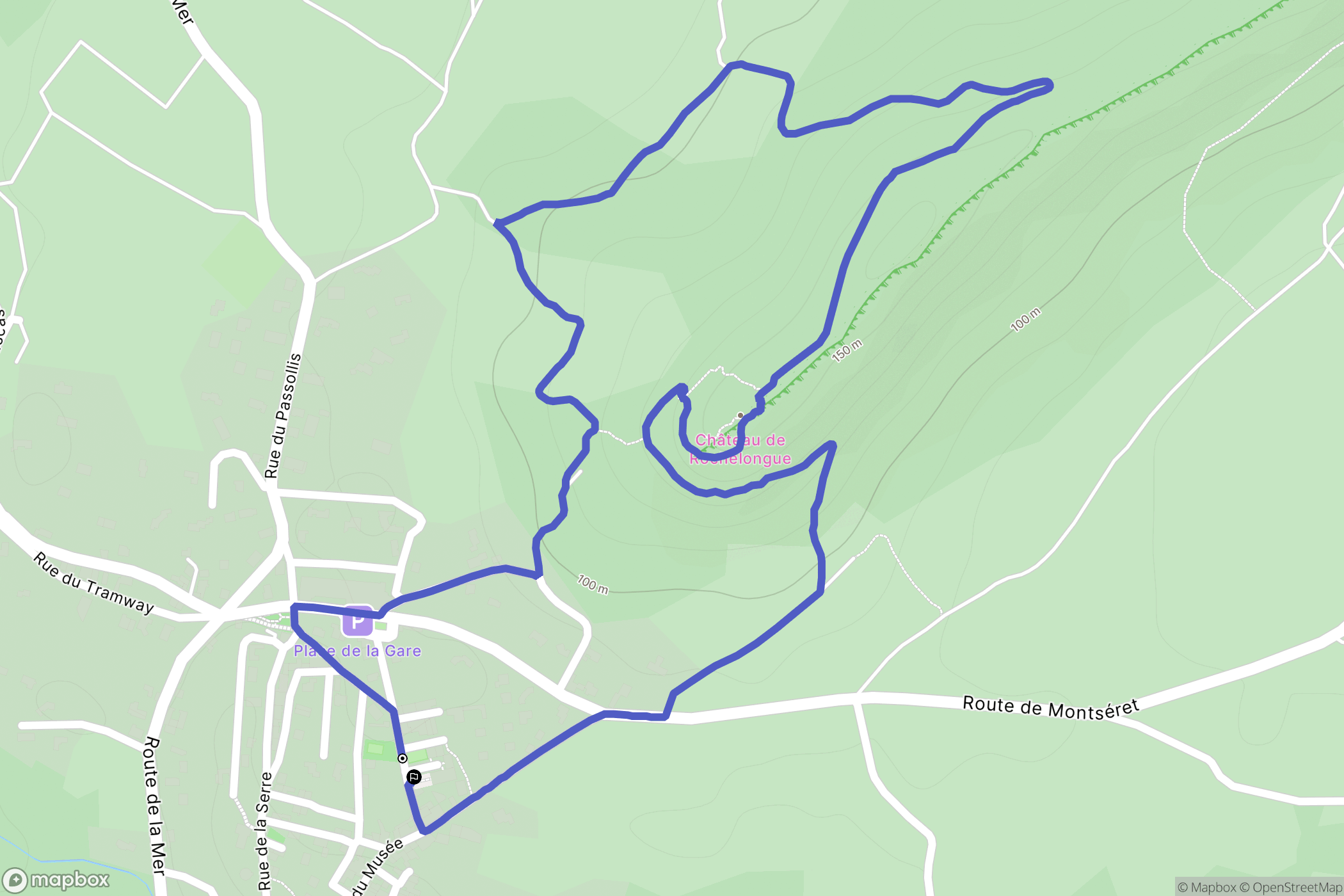 Montséret : carte du parcours de randonnée - France