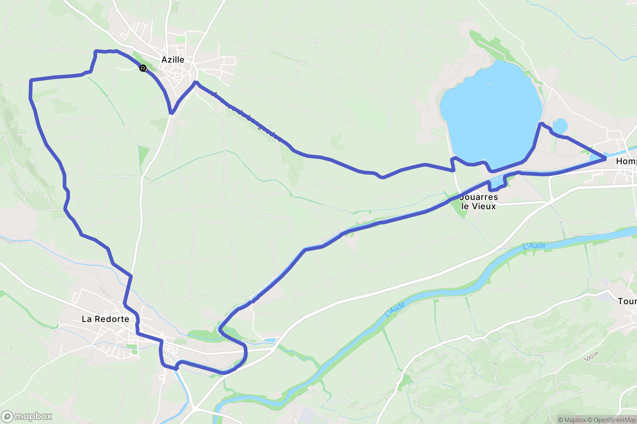 Azille : carte du parcours de randonnée - France