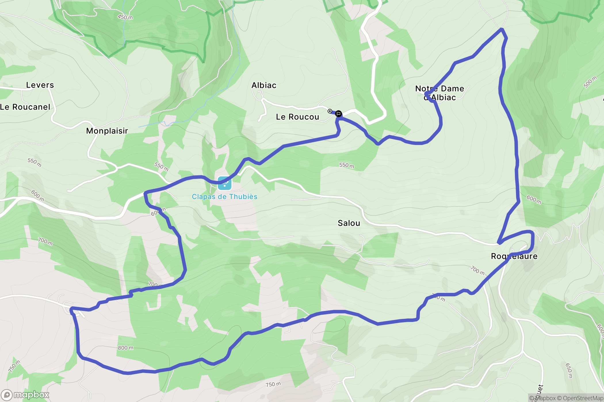 Lassouts : carte du parcours de randonnée - France