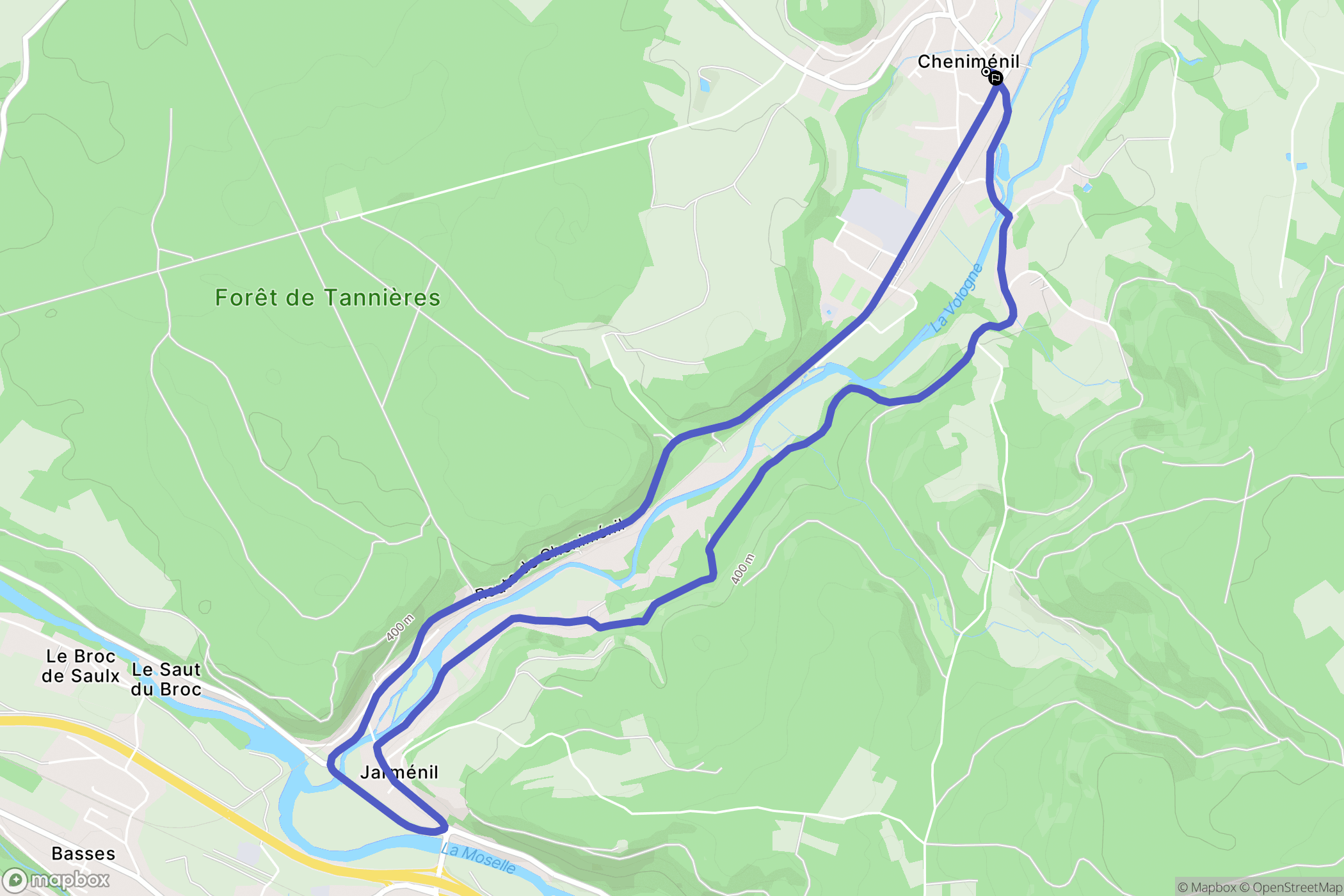 Cheniménil : carte du parcours de randonnée - France