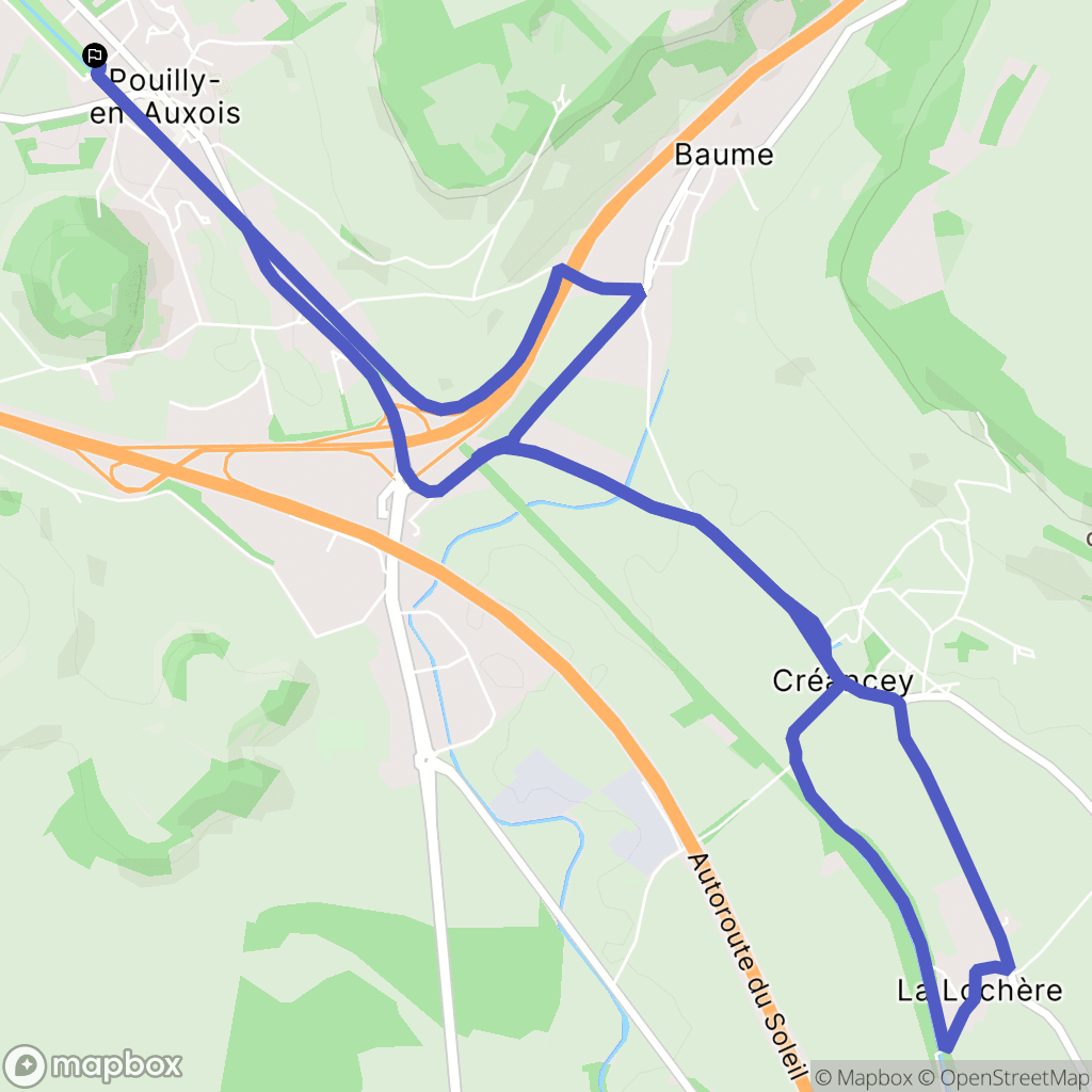 Pouilly-en-Auxois : carte du parcours de randonnée - France